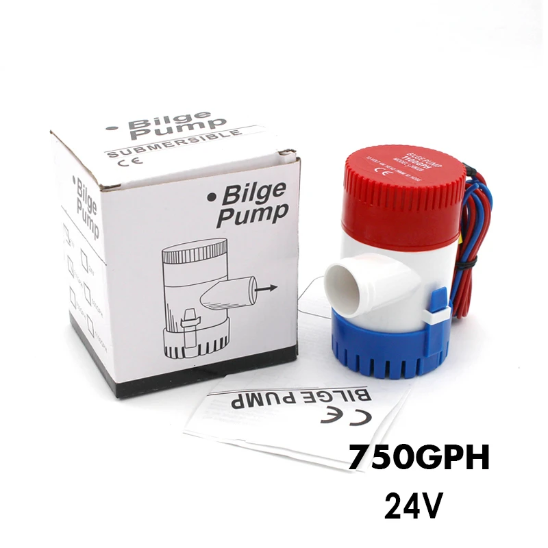 750GPH 24V Трюмный насос 350 500 750 1100GPH DC 12 В 24 В Электрический водяной насос для Aquario погружной гидросамолет моторный дом плавучие лодки - Напряжение: 750GPH 24V