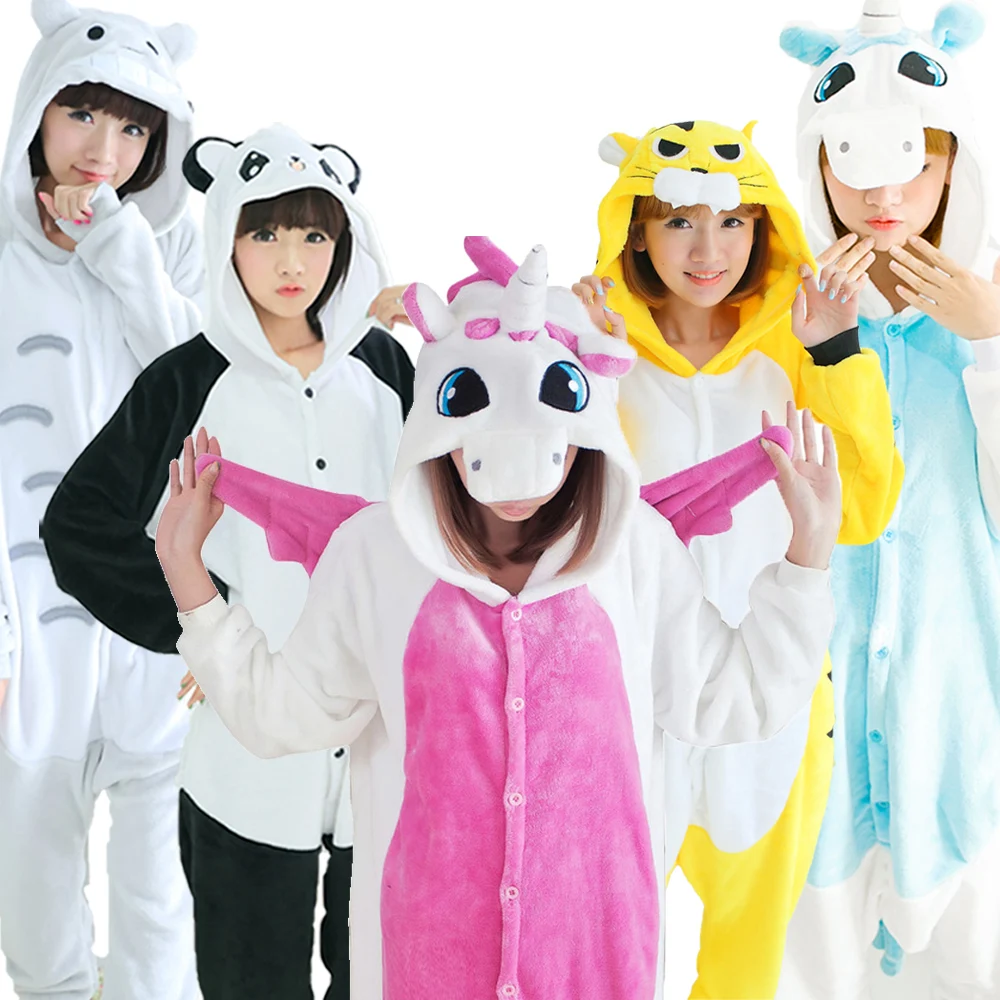 Комбинезон унисекс с единорогом зимняя Фланелевая пижама тигровым рисунком