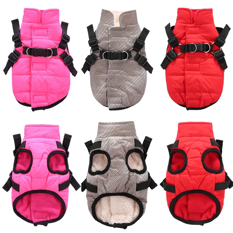 5 Colors Puppy Dog Clothes with Harness for Small Dogs Winter Warm Pet Coat Jacket for Chihuahua Yorkies Clothing abrigo perro