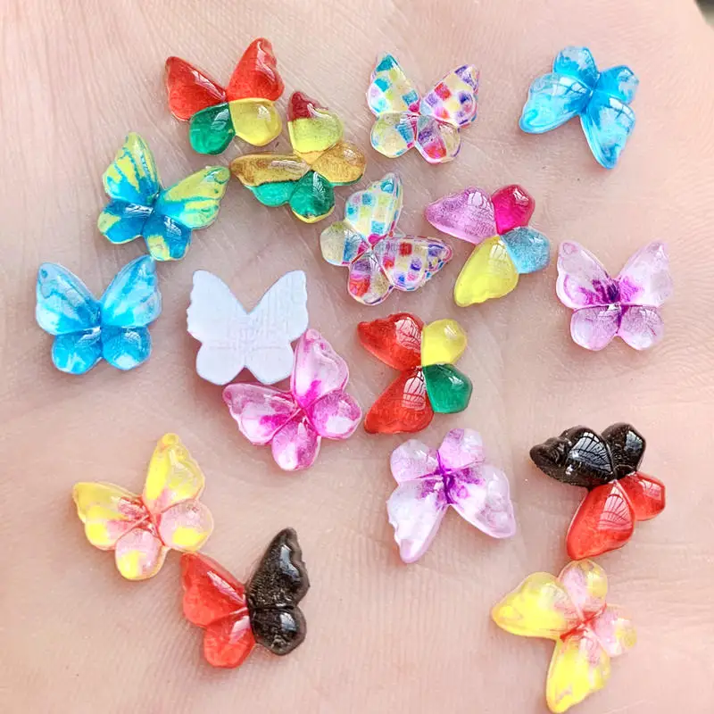 DIY 80 шт. Красочные бабочки с плоской задней стенкой Стразы искусственные и