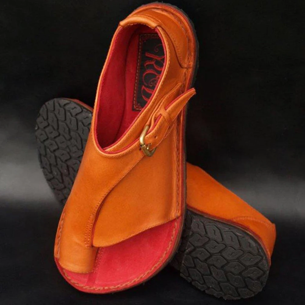 Сандалии женские кожаные на плоской подошве Повседневные Удобные босоножки в