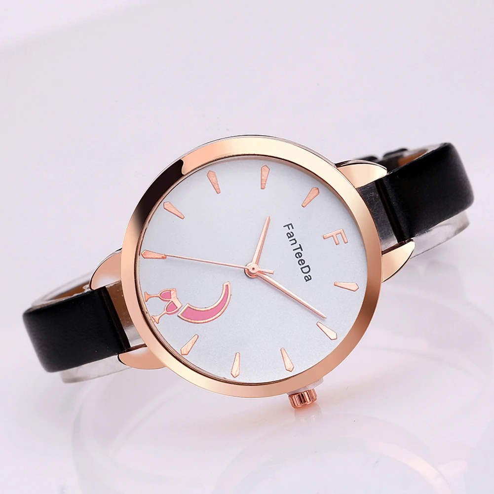 Fanteeda кофе бежевый лаконичный большой круглый циферблат тонкий искусственная