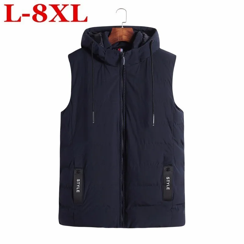 Размера плюс 8XL 7XL осень зима Для мужчин пальто теплая куртка без рукавов