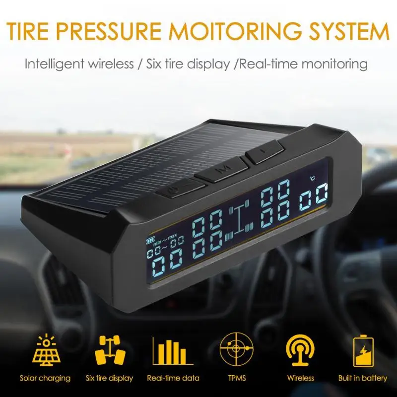 VODOOL солнечная мощность автомобиля TPMS монитор давления в шинах Система с 6