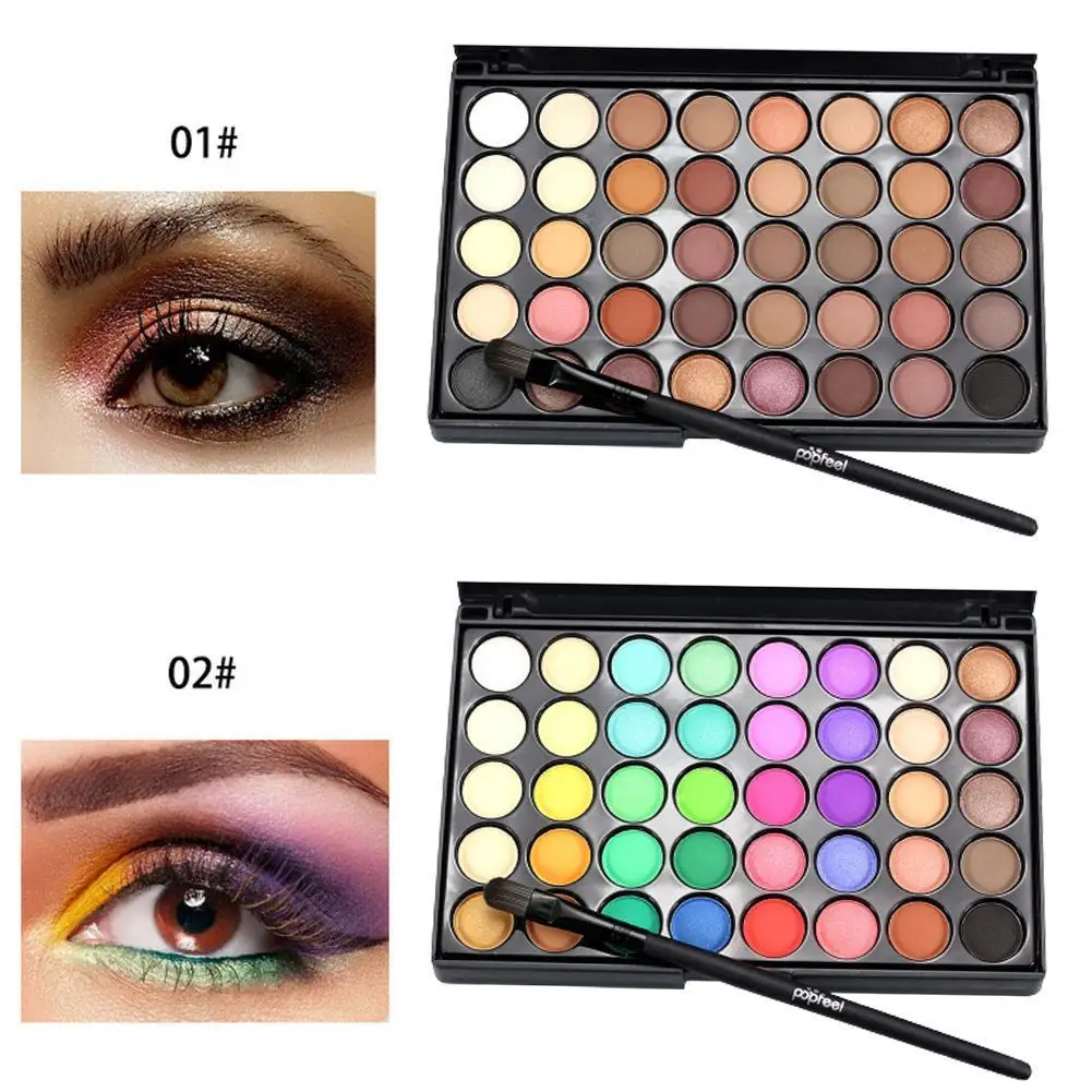 

40 Colors Eyeshadow With Brush Smoky/warm Eye Makeup Matte Glitter Eyeshadow Smooth Long lasting No Smudge Cosmetics