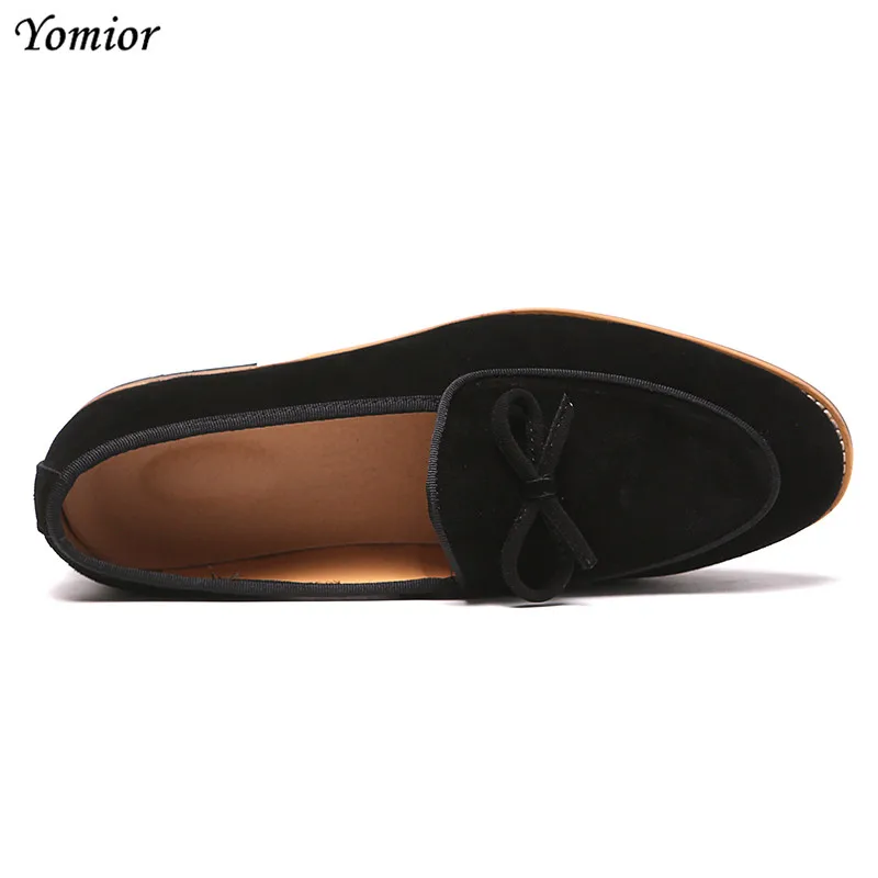 Yomior/Мужская обувь из натуральной воловьей кожи; винтажные модельные туфли; деловые офисные лоферы на плоской подошве; большие размеры; Свадебная повседневная обувь