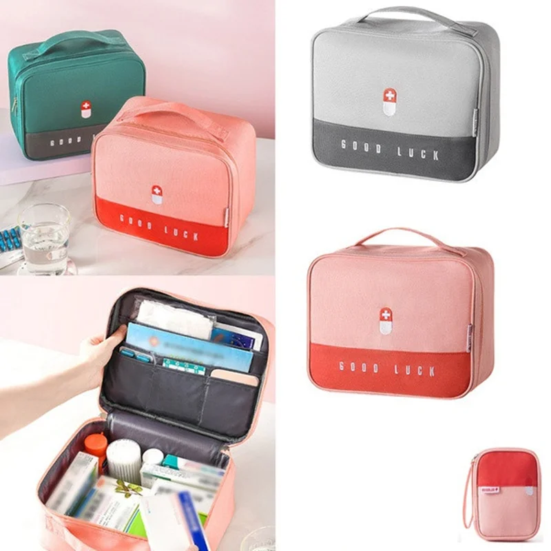 

Portable Large Capacity Medicine Cabinet Layered Family First Aid Kit Thickened Emergency Box Fabric Storage Bag