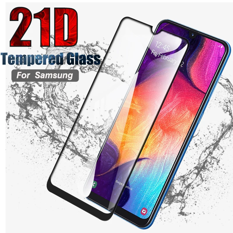 Закаленное стекло 21D для Samsung Galaxy A51 A50 A20 A40 Защита экрана E A30 A60 A70 A80 A90 A9 2018