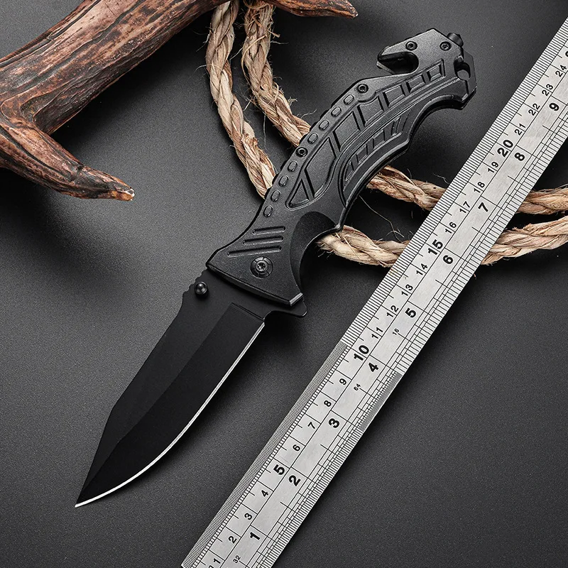 

23CM All Black High Hardness Folding Knife Wilderness Survival Multifunctional Hunting Knife Self-defense Outdoor Knifes