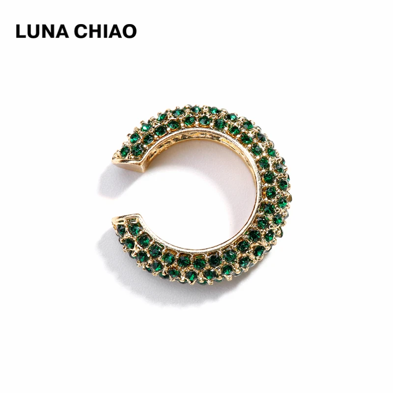 A0729DGR LUNA CHIAO Популярные хрустальные стразы металлические жемчужные манжеты для ушей штабелируемые манжеты Комплект сережек для женщин - Metal Color: A0729DGR