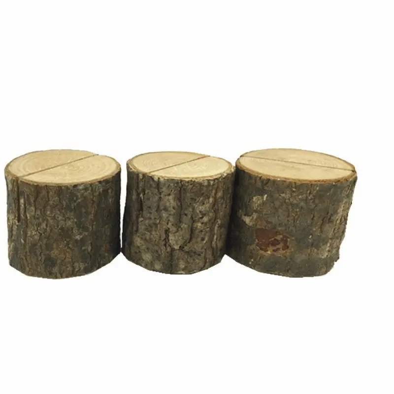 

10pcs Rustic Wooden Stump Place Card Holder Number Name Menu Table Stand Picture Photo Clip Wedding Party Supplies