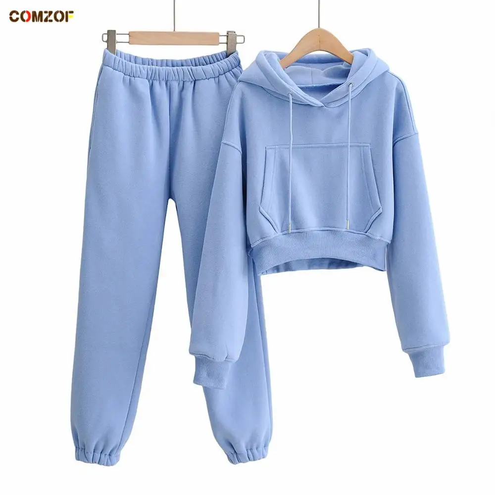 

2020 Autumn winter thick women 2 piece set fleece hoodie+pants tracksuit woman casual sets clothes conjuntos de mujer