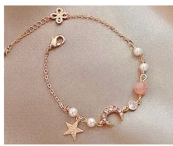 

Cute Gold Chain Charm Bracelet with Star Pearl Beads for Women Fashion Jewelry