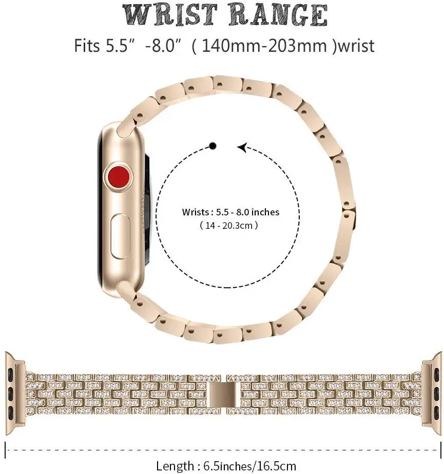 Алмазный ремешок из нержавеющей стали pulseira для apple Watch band 4 (iwatch 5) 44 мм 40 watch 3 2 1 42 38