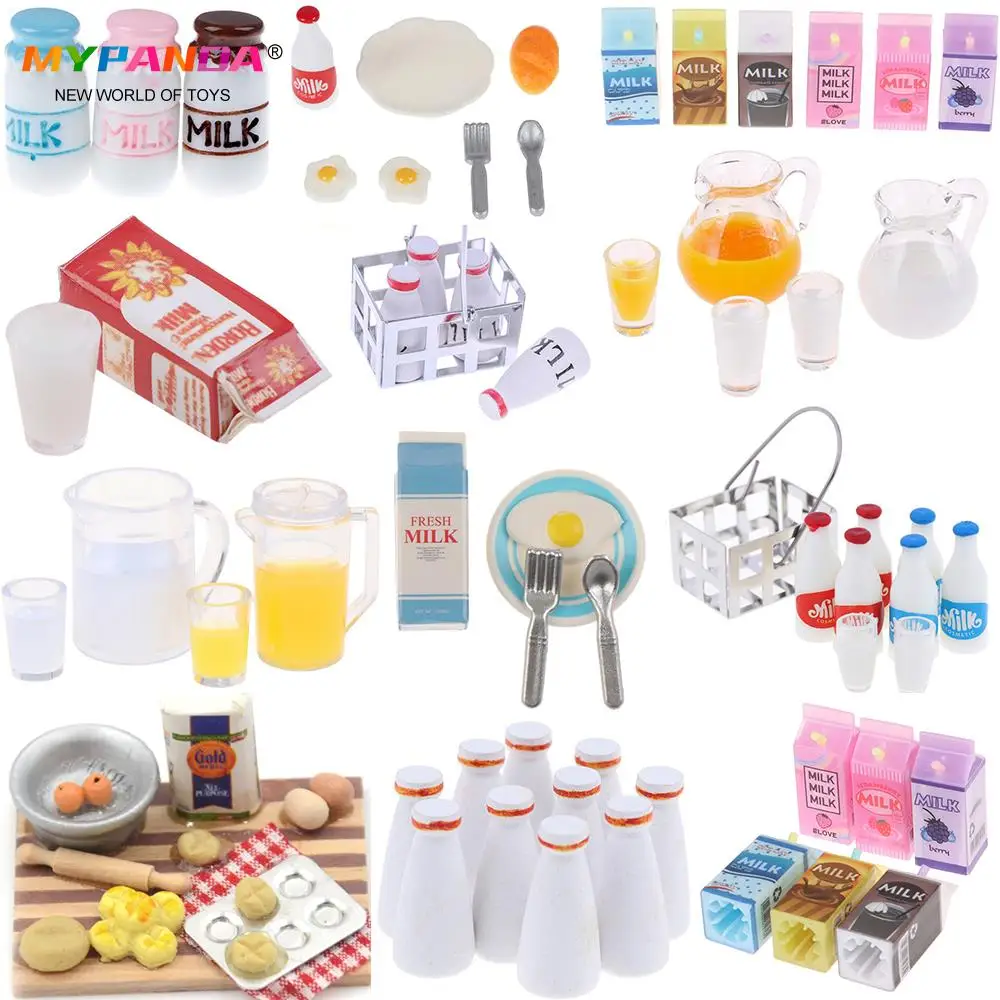 1pc1set 112 dollhouse miniature resin milk breakfast carton bottle drink pretend play food doll house kitchen accessories toys free global shipping