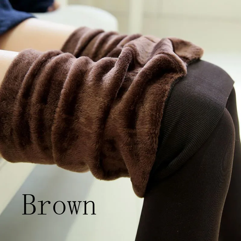 brown 88 Модные женские колготки, 8 цветов, плюс 3XL, высокое качество, трикотажные колготки, супер эластичные, искусственный бархат, зимние сексуальные плотные тонкие колготки - Цвет: brown 88