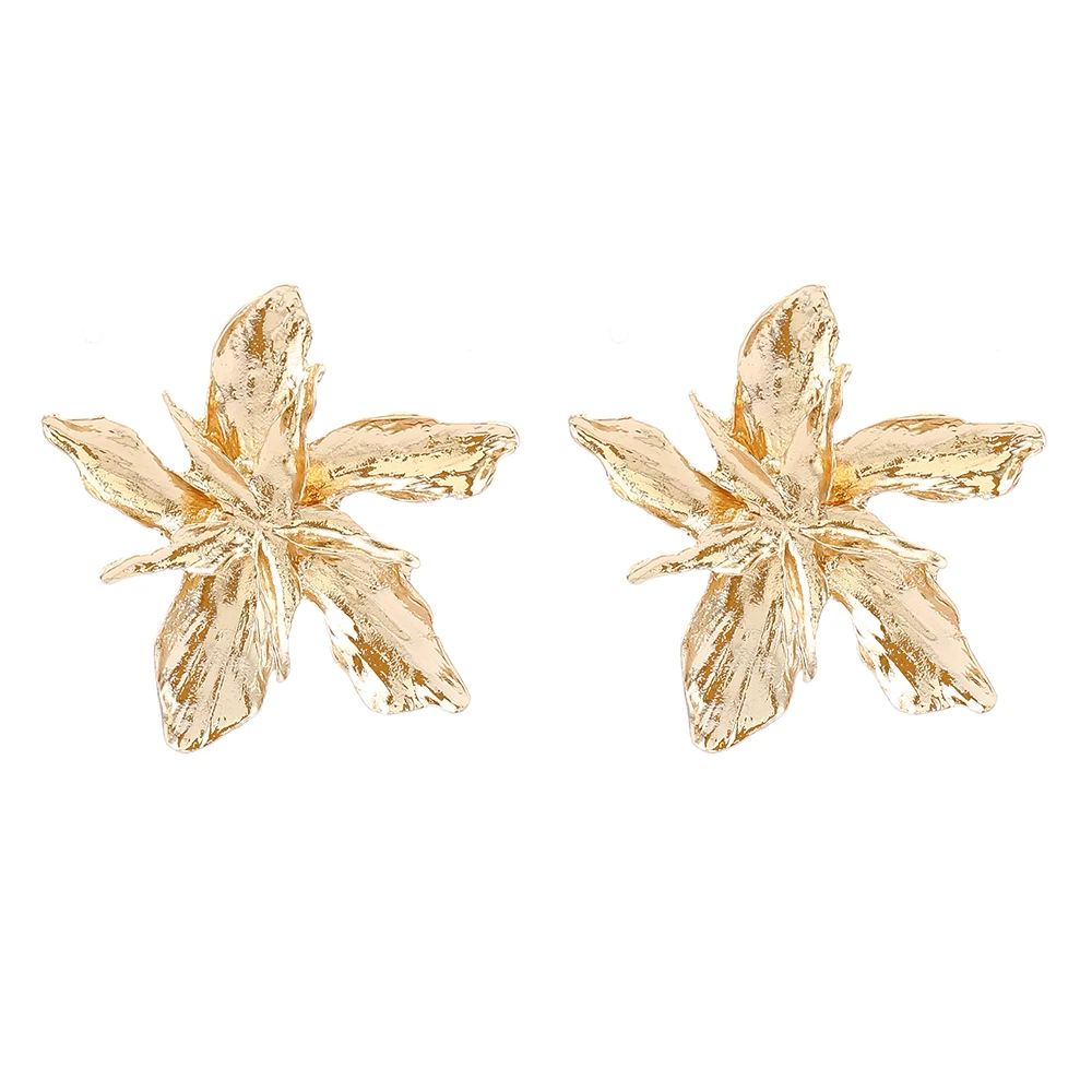 Европейская и американская мода Преувеличенные золотые серьги с большим цветком