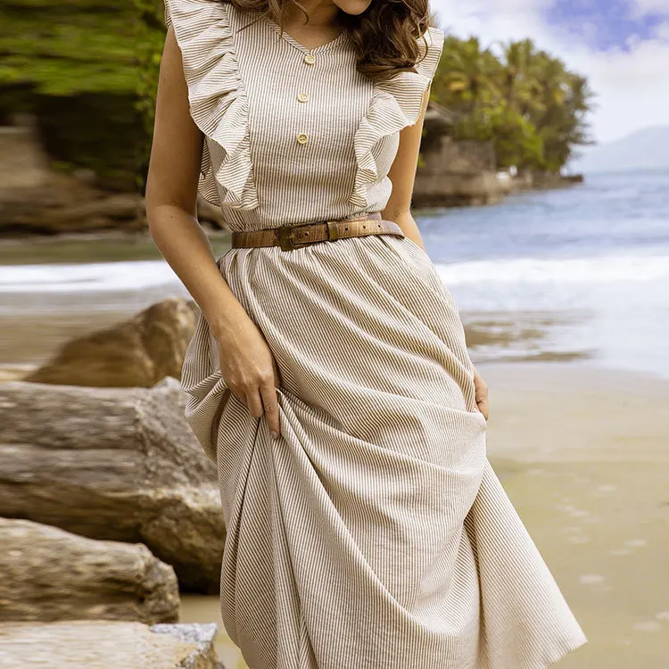 

Винтажное платье миди без рукавов GypsyLady, летнее платье с оборками, элегантное Шикарное облегающее женское платье цвета хаки на пуговицах, пл...