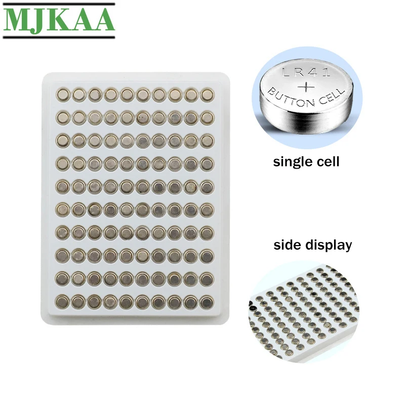 MJKAA 100 шт. AG3 Cell Coin 1 55 в щелочная батарея L736 384 SR41 192 SR41SW CX41 LR41 392 кнопочные батареи для