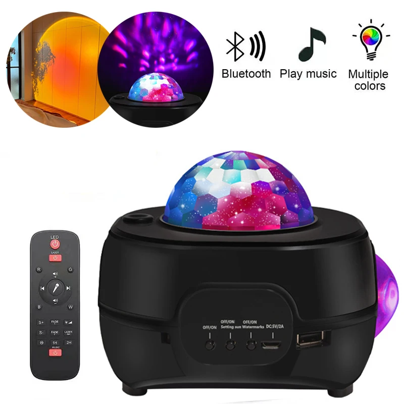 

Новый проектор звездного неба, Ночной светильник, закат, красный свет, 2 в 1, Blueteeth, USB музыкальный плеер, романтическая Галактическая проекцио...