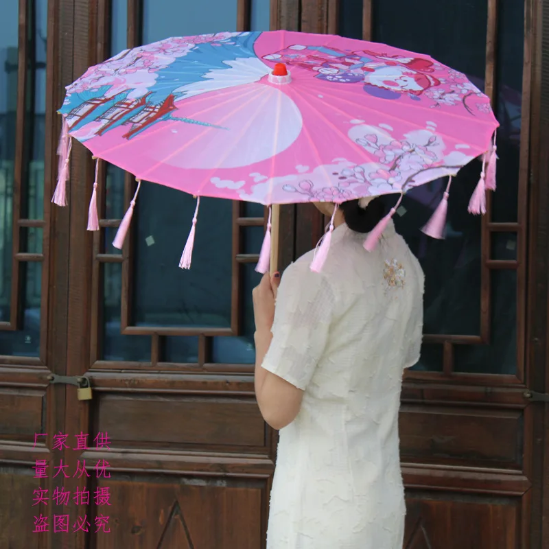 

Винтажные элегантные зонтики с кисточками, искусственное ремесло, китайский Шелковый зонт, свадебный фото, зонтик, реквизит для танцев, декор для вечеринки