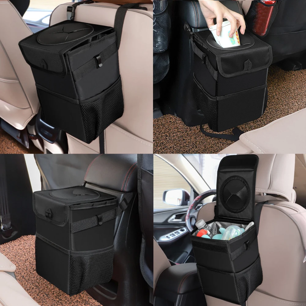 

Car Trash Bag Box Garbage Can Portable Car Trash Can With Lid and Storage Pockets Waterproof Auto Car Storage Bag Large capacity
