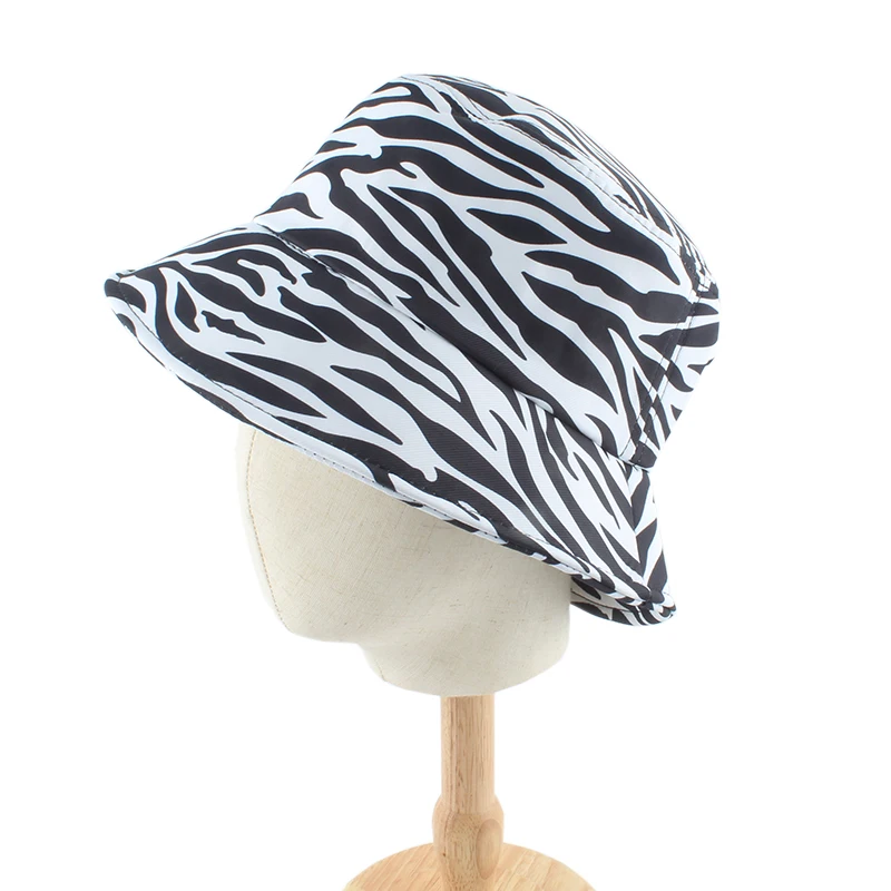 

New Fashion Spring Summer Black White Zebra And Cow Print Bucket Hat Panama Fisherman Hat For Women Men bob Hip Hop Cap