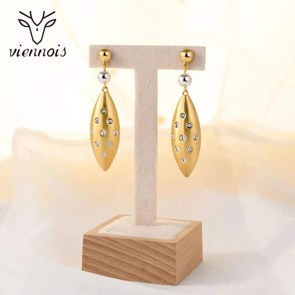 

Viennois Gold/Rose Gold Elegant Metal Leaf Dangle Earrings For Woman and Girls Earrings 2020