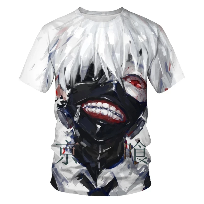 

2021 summer new men's T-shirt 3D printing T-shirt Tokyo Ghoul pattern children's T-shirt parent-child wear material soft and