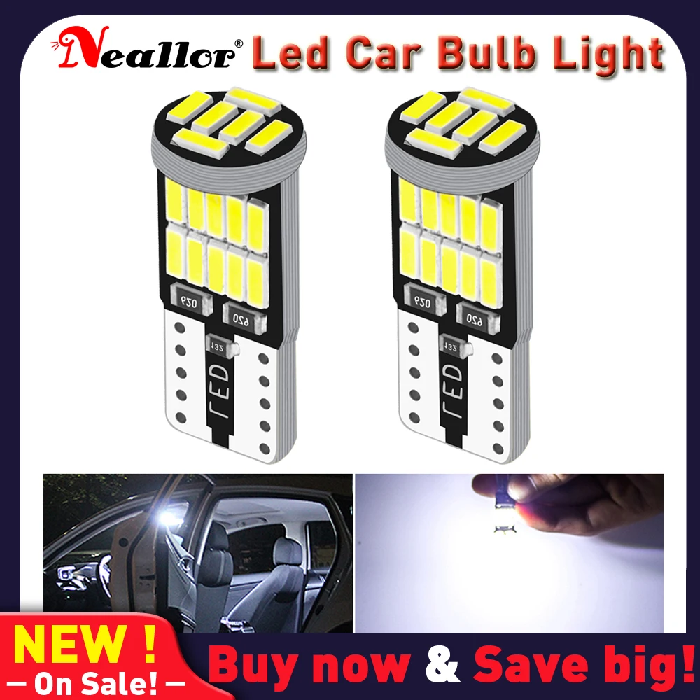 

2Pcs T10 Led Canbus W5W Led Bulbs 168 194 Car Interior Lights Signal Lamp Dome Reading License Plate Light Auto 12V 6000K White