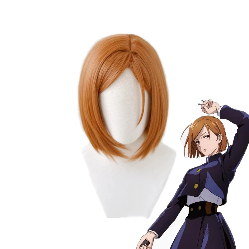 

Anime Jujutsu Kaisen Cosplay Nobara Kugisa Wig Jujutsu Kaisen Nobara Kugisaki Costume Role Play Wig + Hairnet