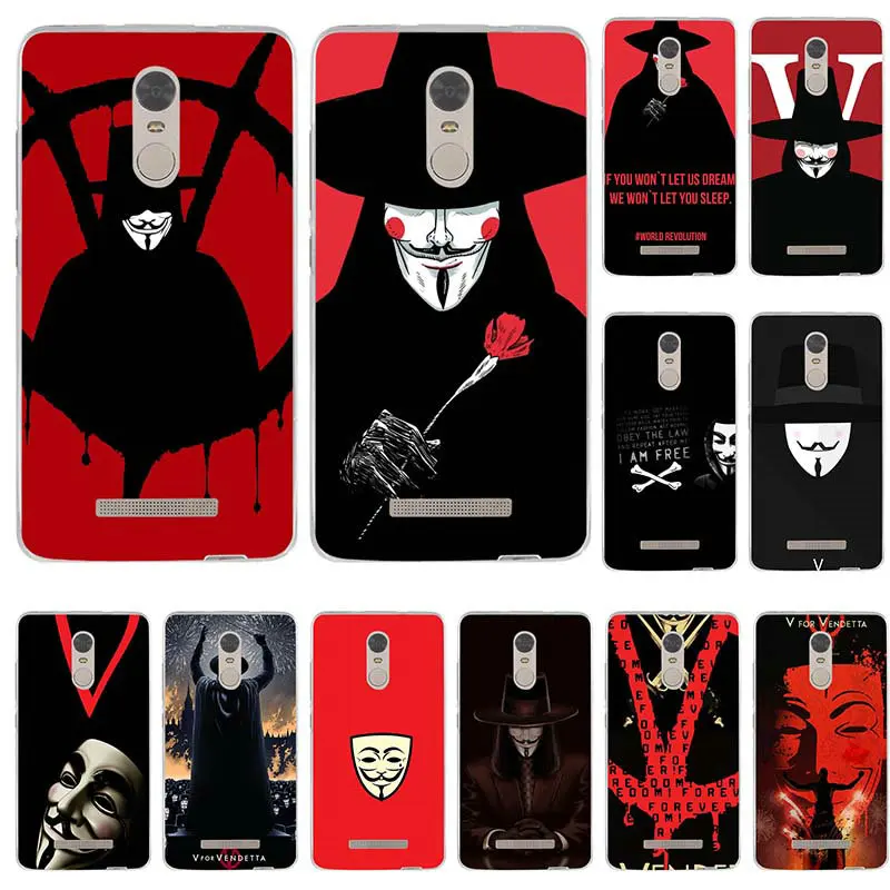 V for Vendetta маска силиконовый мягкий чехол для телефона Xiaomi Redmi Mi Note 2 3 3S 4X 4A 5 6 5S 5A 8 A1 Pro