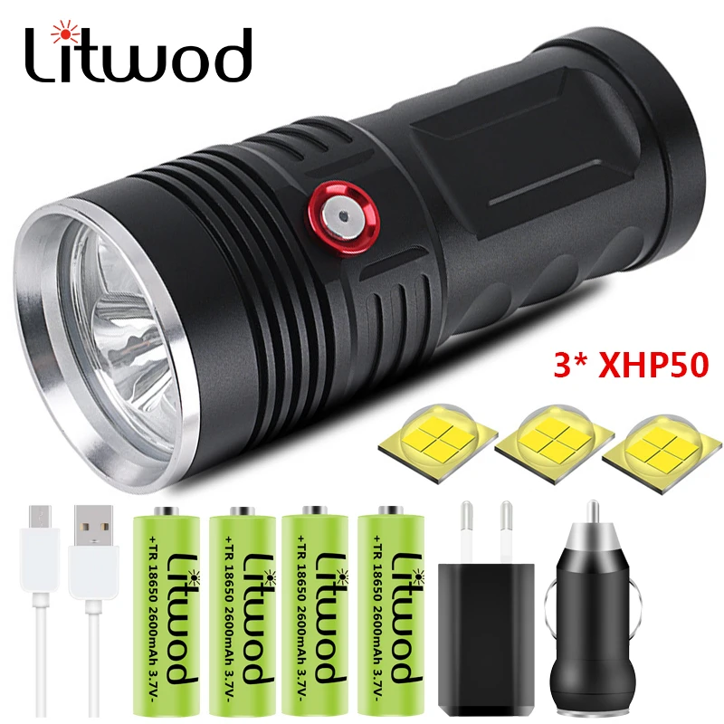 

Мощный светодиодный фонарик ультра яркий 3 шт. XHP50.2 4 шт. 18650 аккумулятор супер 3 режима фонарик USB перезаряжаемая лампа лампы