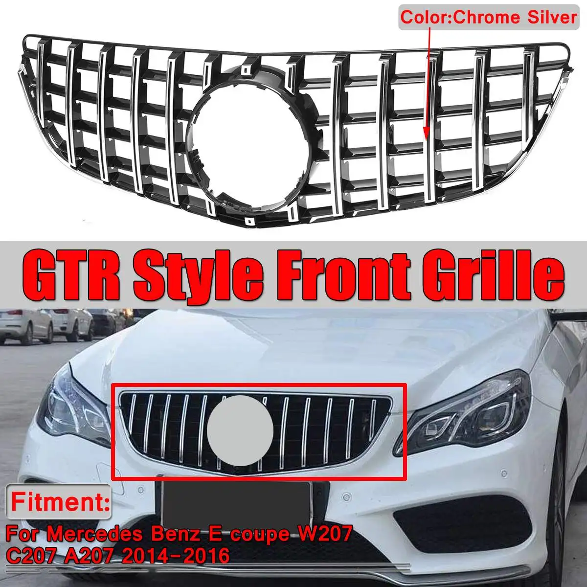 

GTR Style Car Front Bumper Grill Grille For Mercedes For Benz E coupe W207 C207 A207 2DR 2 Door 2014 2015 2016 Racing Grills