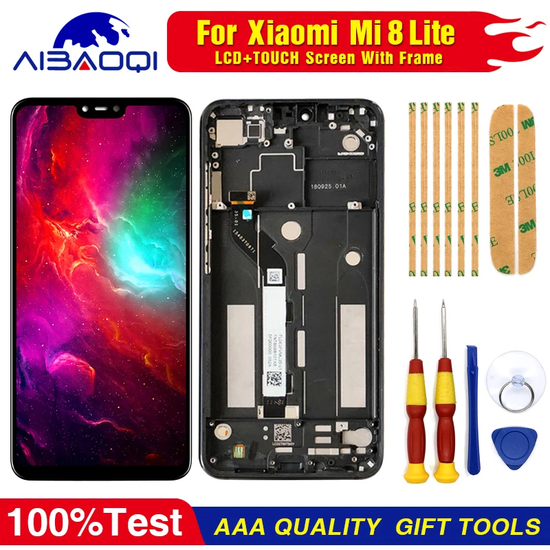 AiBaoQi для 6 26 ''Xiaomi mi 8 lite 8X ЖК дисплей и сенсорный экран дигитайзер с рамкой в