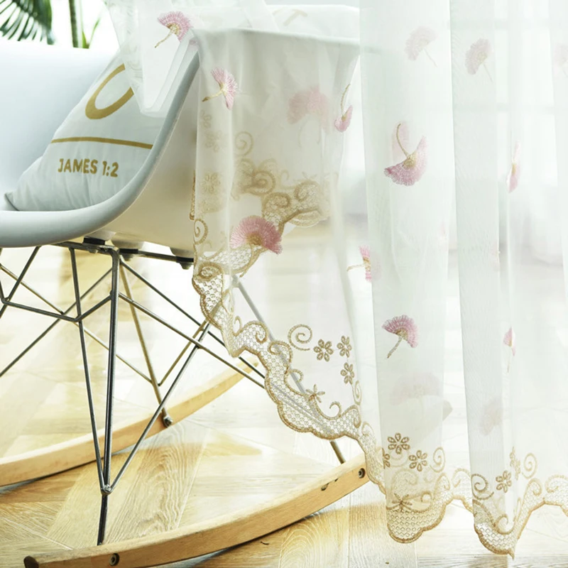 Тюлевые занавески с цветочной вышивкой для гостиной спальни кофейни корейский