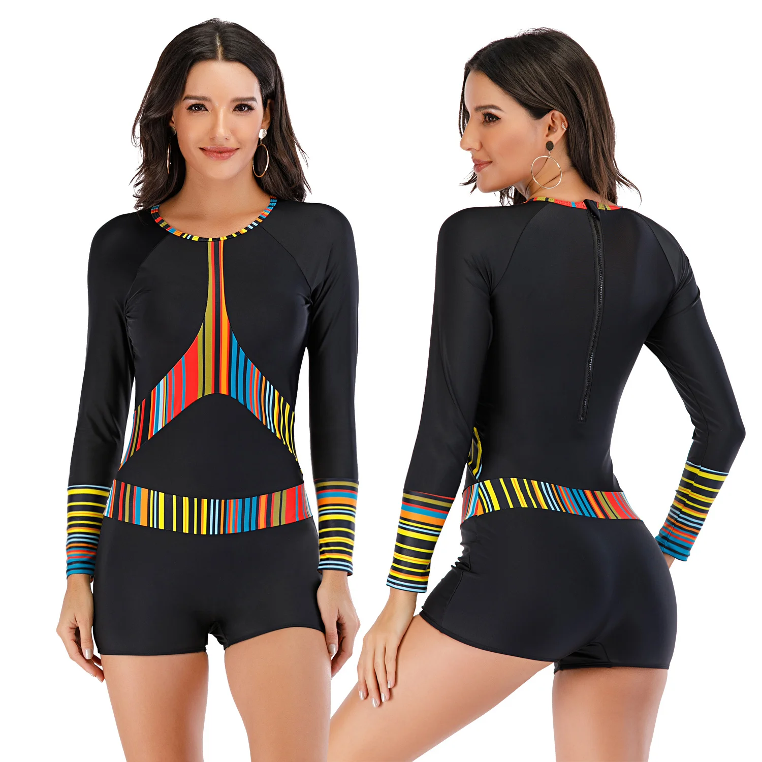 

2020 Long Sleeve Swimsuit Rash Guard Women's One Piece Diving Swimsuit