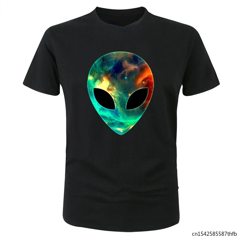 

Cool Black Tshirt Alien Printed Pattern Men and Women The Same Style Trend Fashion Short-sleeved Daily Tops Tees