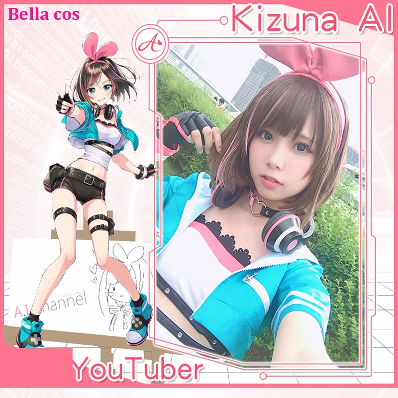 You tuber Kizuna AI костюм для косплея милое платье униформа костюмы Хэллоуина аниме