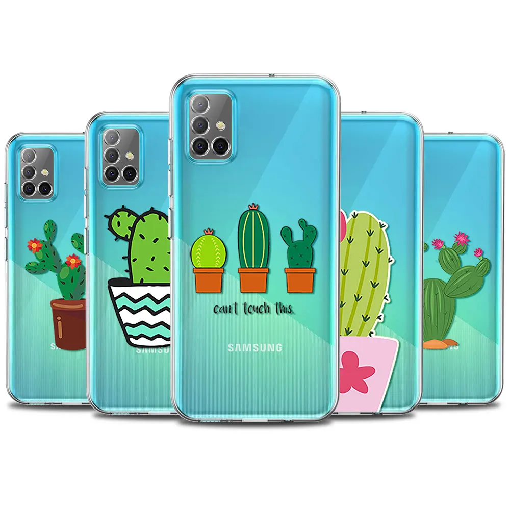 

Cactus Cute Matte Clear Phone Case For Samsung Galaxy A51 A52 A50 A71 A72 A70 A40 A41 A32 5G A31 A21s A21 A12 Cover Coque Shell