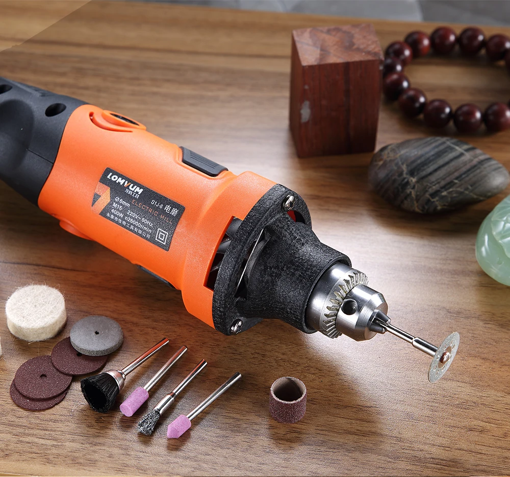 LOMVUM электрическая шлифовальная машина Dremel Стиль Мини дрель набор вращающихся инструментов 350 Вт DIY шлифовальная машина 400 Вт 6 скоростей абразивный инструмент гравер Набор вал