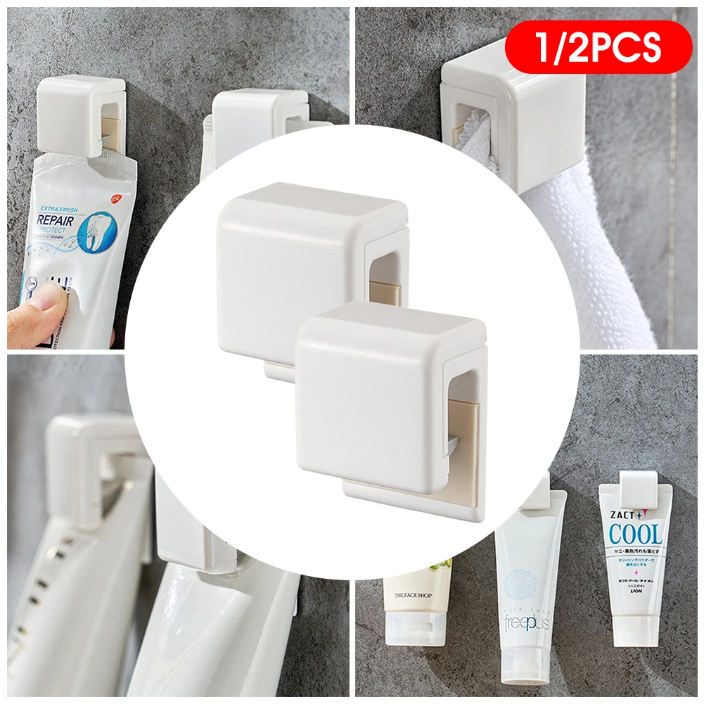 

Adhesive Toothpaste Seamless Toothpaste Hanging Holder Clip Facial Cleanser Clip Wall Mount Self Adhesive Organizer Home Storage