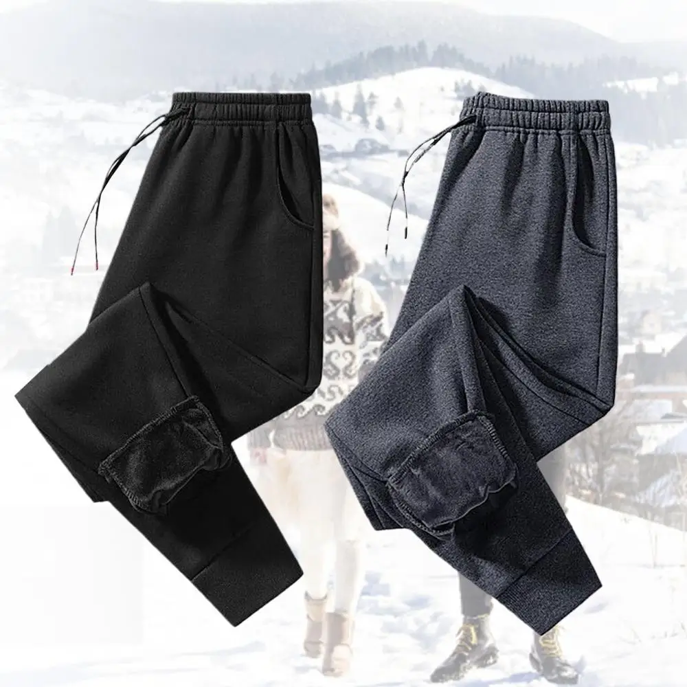 

Winter Men Ankle Tied Drawstring Plush Liner Sport Pants Sweatpants Trousers