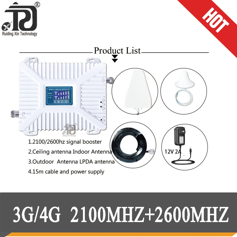 

3G 4G Cell Phone Signal Booster 2100 2600mhz Mobile Cellular Signal Repeater Cell Phone WCDMA LTE Cell phone Amplifier Set