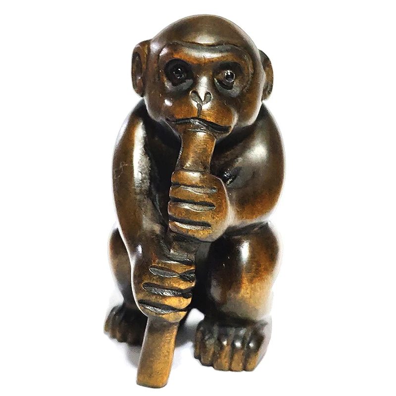 

Y6653 - 2 "ручная резная обезьяна из бокса Netsuke - Smart Monkey