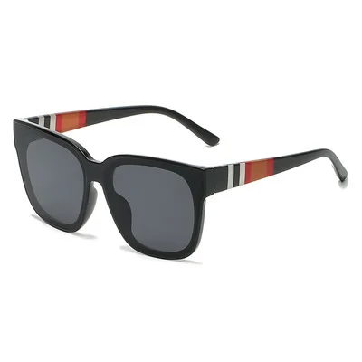 

New fashion Sunglasses For Couple Big Frame Sunglasses Color Strip Decoration Tide European And American Personality Wrap Style
