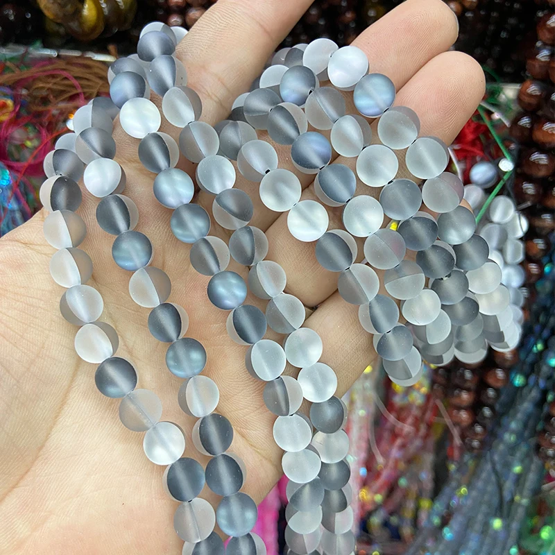 

Матовый белый серый AB из австрийского кристалла, Круглый Гладкие бусины для изготовления ювелирных изделий 6 8 мм Блестящий лунный камень бисер браслет "сделай сам"