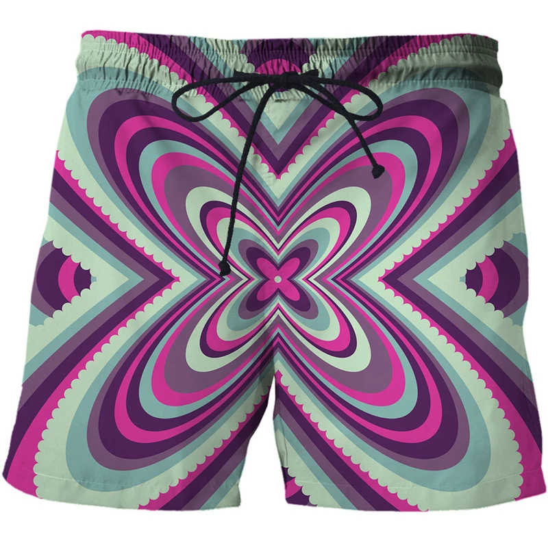 Vertigo hallucination 3D Printing Dazzle Shorts Men Elastic Waist Loose Trouser Quick Dry Men Clothes Beach Summer Mens Shorts