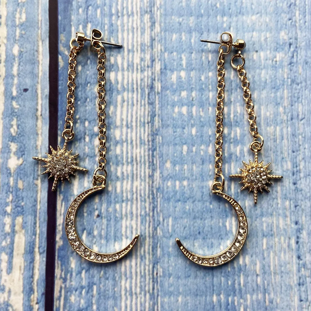 Модные хрустальные серьги-капли Звезды Луны для женщин модные Элегантные