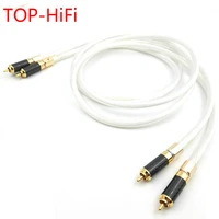 top hifi pair rca cable audio cable 7n occ silver plated interconnect cable with carbon fiber gold plated rca